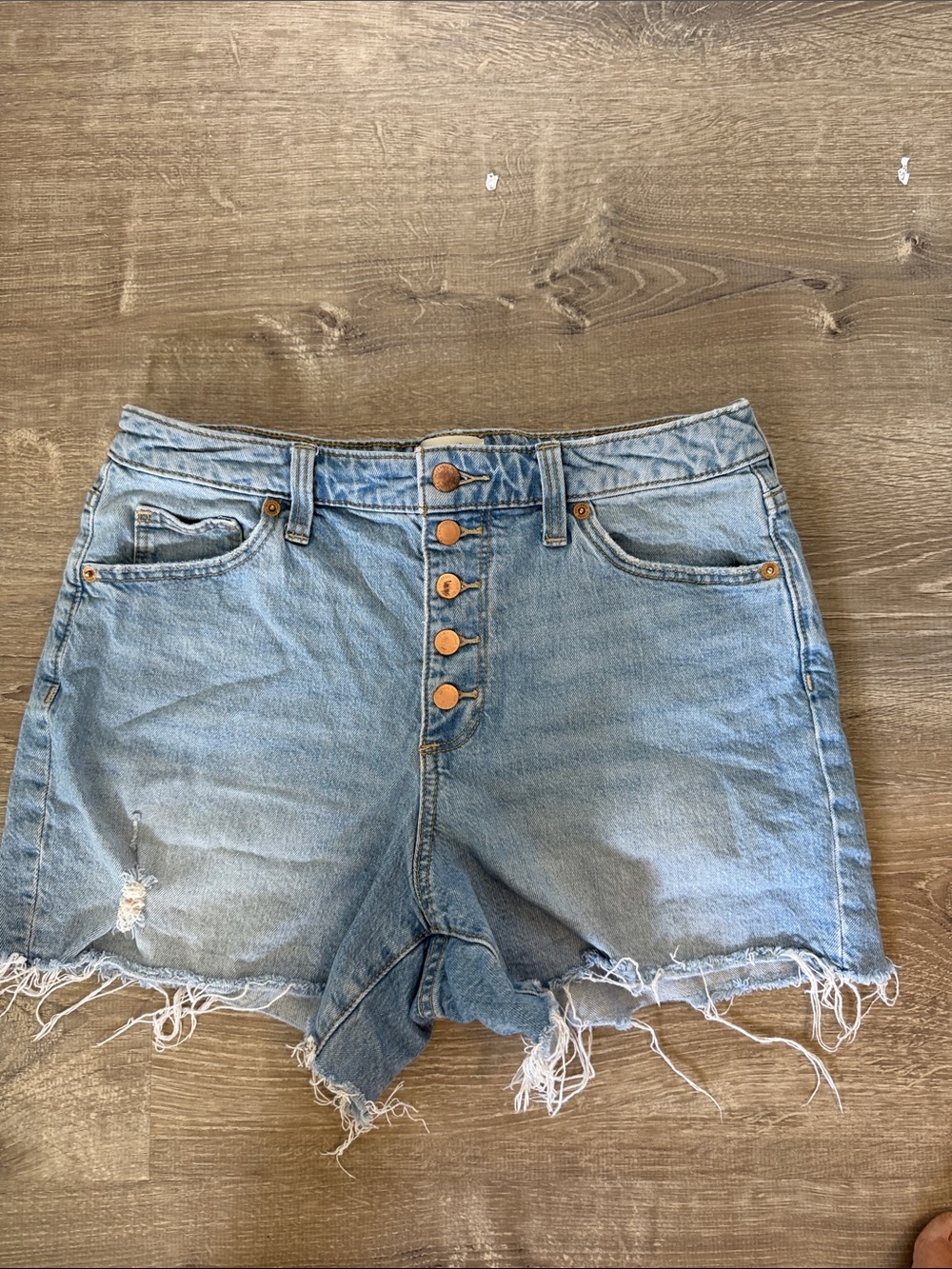 Universal Thread Light Blue Distressed High-Rise Denim Shorts
